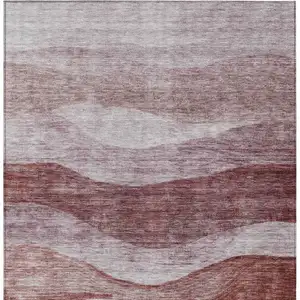Photo of Blush And Brown Abstract Washable Indoor Outdoor Area Rug