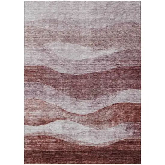 Blush And Brown Abstract Washable Indoor Outdoor Area Rug Photo 2