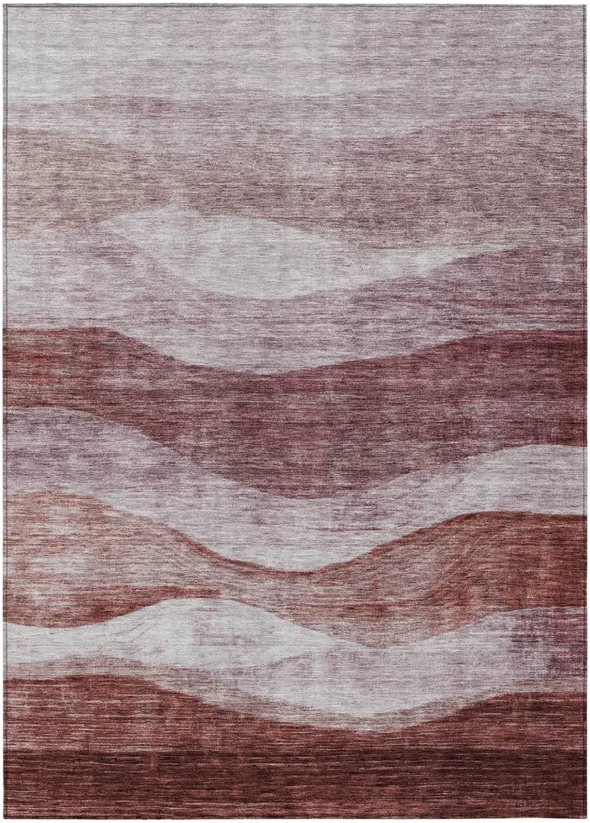 Blush And Brown Abstract Washable Indoor Outdoor Area Rug Photo 2