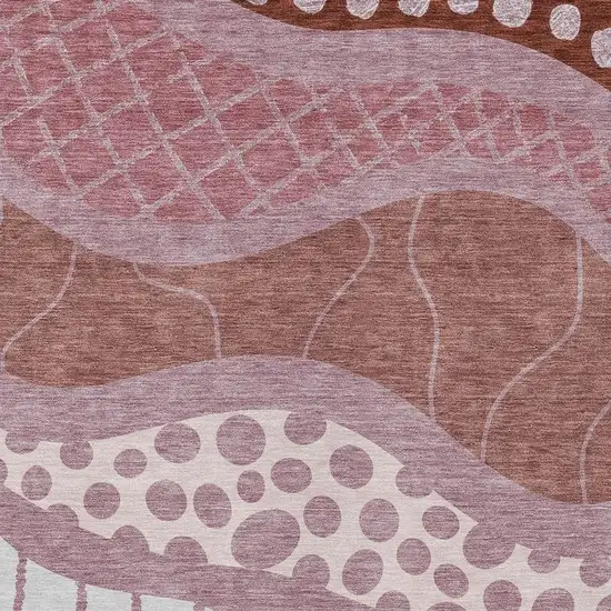 Blush And Brown Abstract Washable Indoor Outdoor Area Rug Photo 3