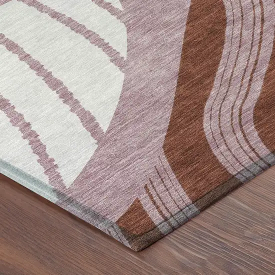 Blush And Brown Abstract Washable Indoor Outdoor Area Rug Photo 7