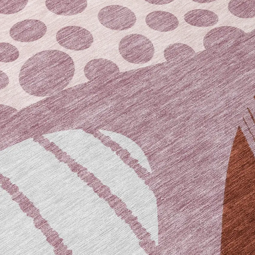 Blush And Brown Abstract Washable Indoor Outdoor Area Rug Photo 8