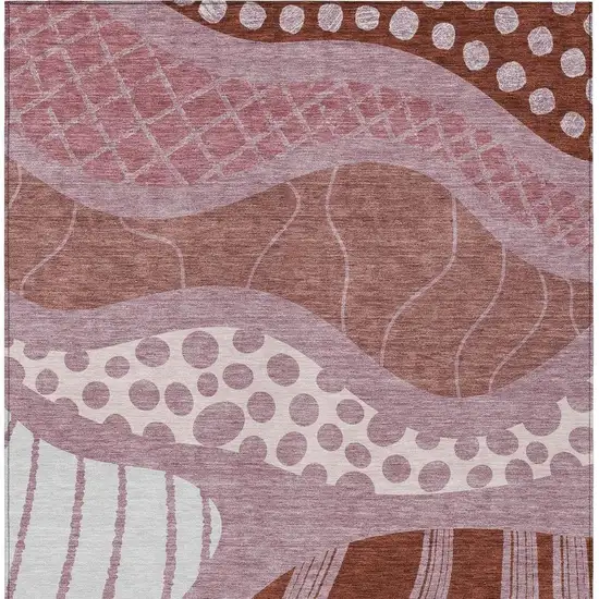Blush And Brown Abstract Washable Indoor Outdoor Area Rug Photo 4