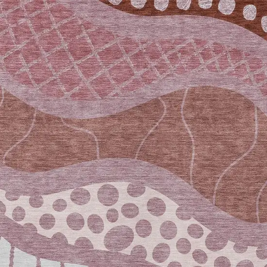 Blush And Brown Abstract Washable Indoor Outdoor Area Rug Photo 5