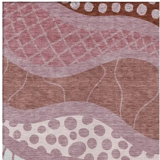 Blush And Brown Abstract Washable Indoor Outdoor Area Rug Photo 3