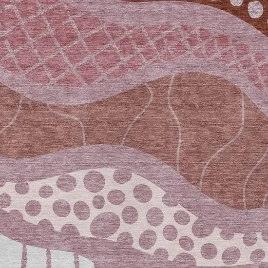 Blush And Brown Abstract Washable Indoor Outdoor Area Rug Photo 4