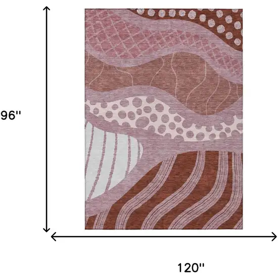 Blush And Brown Abstract Washable Indoor Outdoor Area Rug Photo 8
