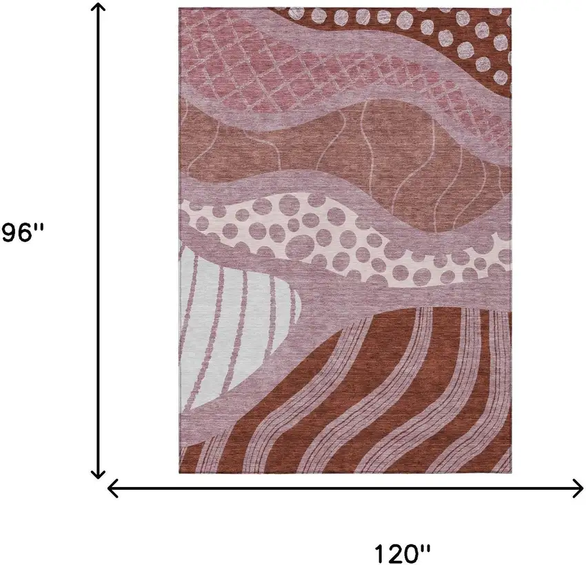 Blush And Brown Abstract Washable Indoor Outdoor Area Rug Photo 8