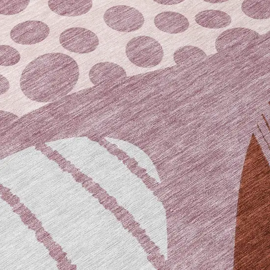 Blush And Brown Abstract Washable Indoor Outdoor Area Rug Photo 7
