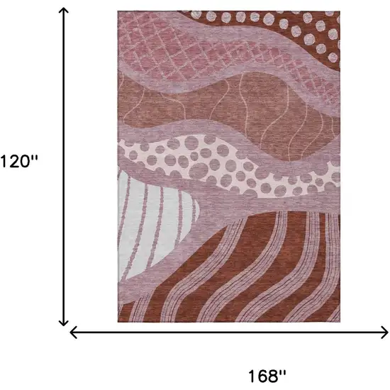 Blush And Brown Abstract Washable Indoor Outdoor Area Rug Photo 9
