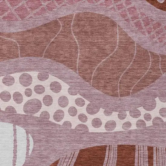 Blush And Brown Abstract Washable Indoor Outdoor Area Rug Photo 5