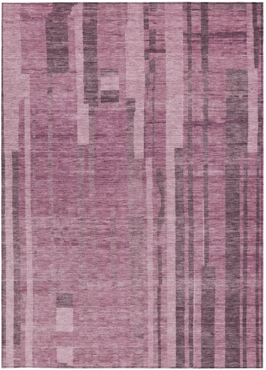 Blush And Brown Striped Washable Indoor Outdoor Area Rug Photo 5