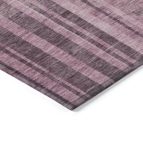 Blush And Brown Striped Washable Indoor Outdoor Area Rug Photo 4