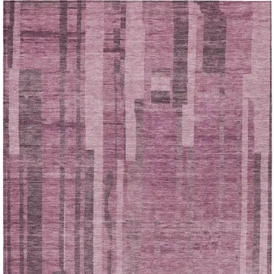 Blush And Brown Striped Washable Indoor Outdoor Area Rug Photo 6