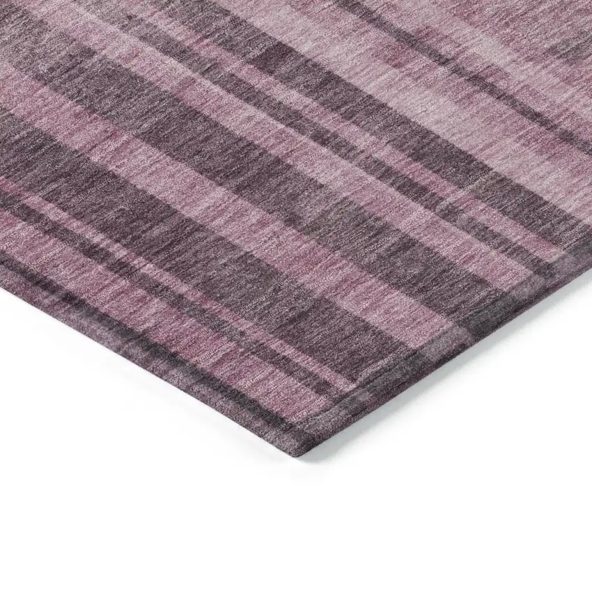 Blush And Brown Striped Washable Indoor Outdoor Area Rug Photo 4