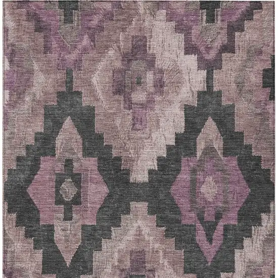 Blush And Charcoal Aztec Washable Indoor Outdoor Area Rug Photo 9