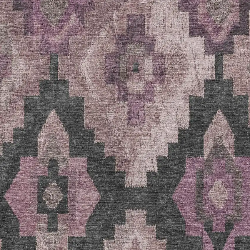 Blush And Charcoal Aztec Washable Indoor Outdoor Area Rug Photo 3
