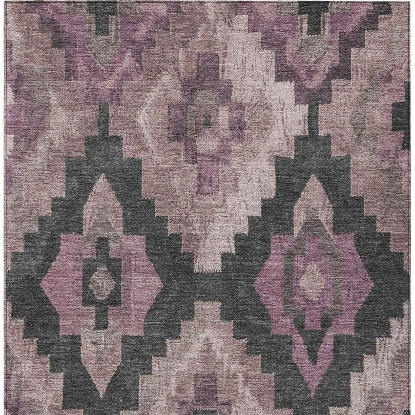 Blush And Charcoal Aztec Washable Indoor Outdoor Area Rug Photo 9
