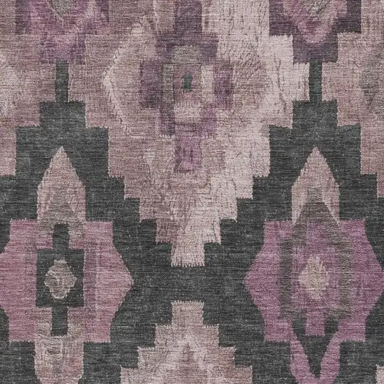Blush And Charcoal Aztec Washable Indoor Outdoor Area Rug Photo 3