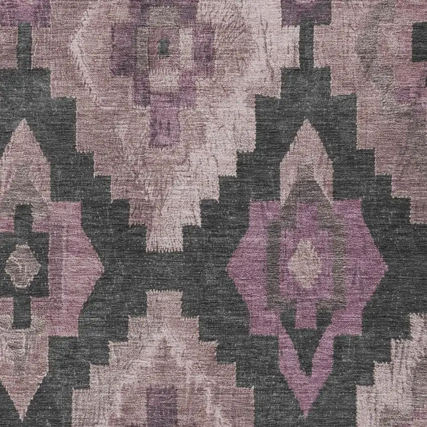 Blush And Charcoal Aztec Washable Indoor Outdoor Area Rug Photo 3
