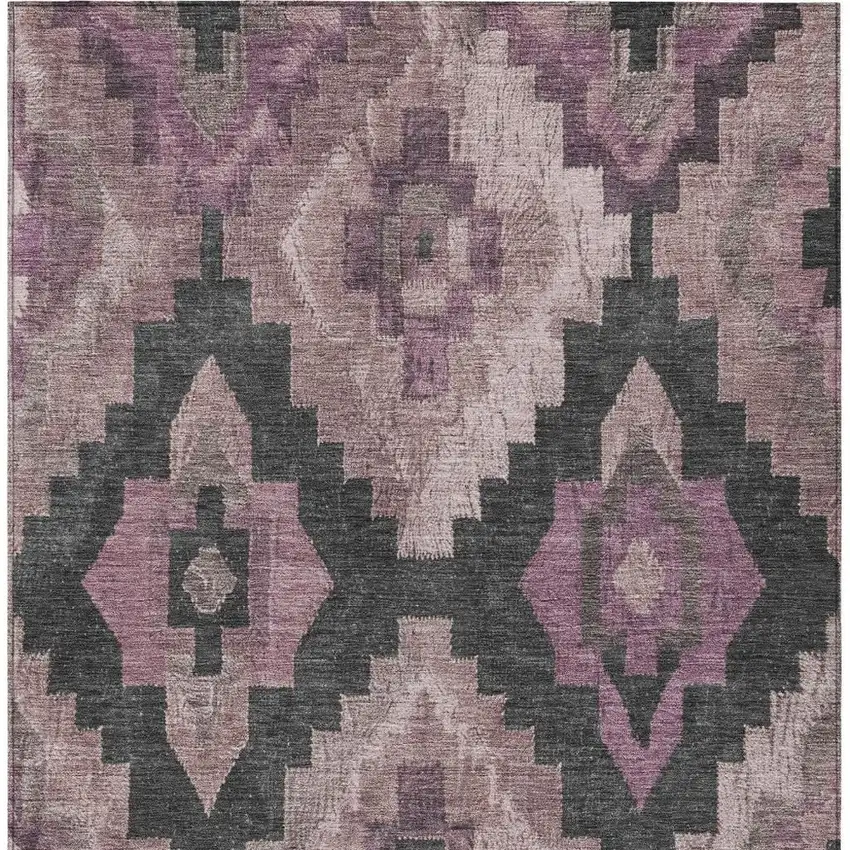 Blush And Charcoal Aztec Washable Indoor Outdoor Area Rug Photo 3