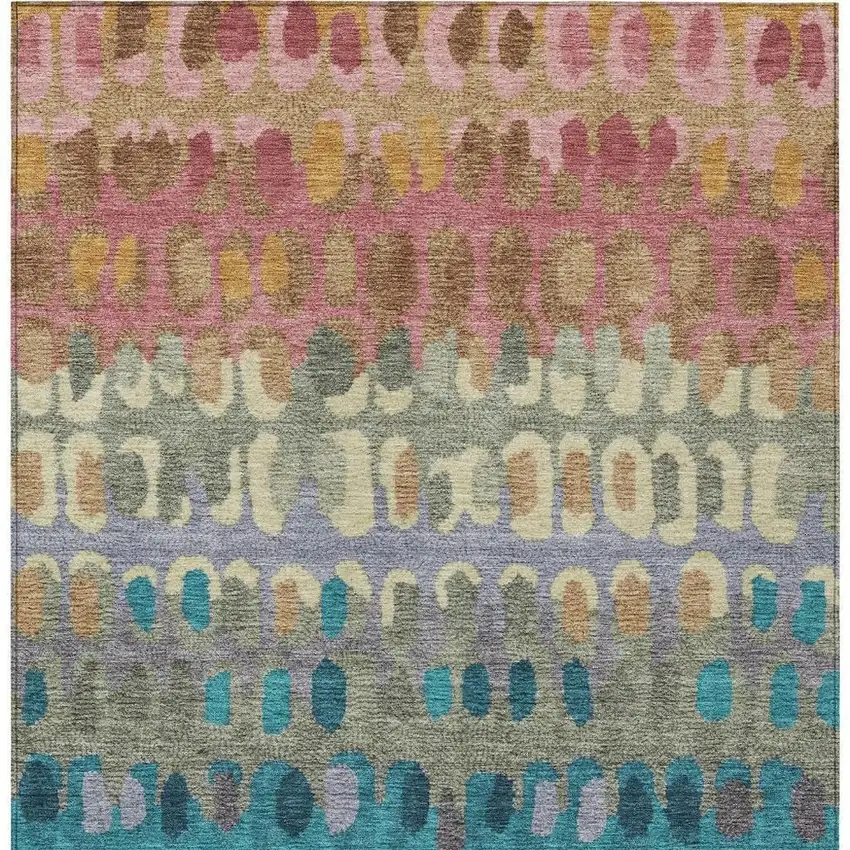 Blush And Copper Geometric Washable Indoor Outdoor Area Rug Photo 4