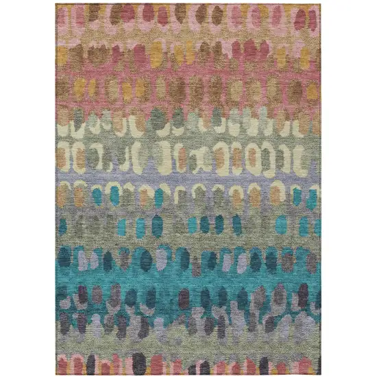 Blush And Copper Geometric Washable Indoor Outdoor Area Rug Photo 2