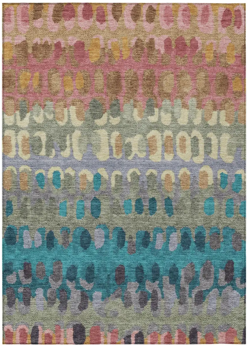 Blush And Copper Geometric Washable Indoor Outdoor Area Rug Photo 2