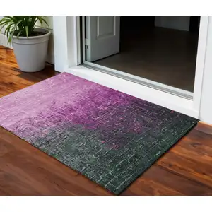 Photo of Blush And Dark Gray Ombre Washable Indoor Outdoor Area Rug