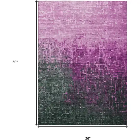 Blush And Dark Gray Ombre Washable Indoor Outdoor Area Rug Photo 6