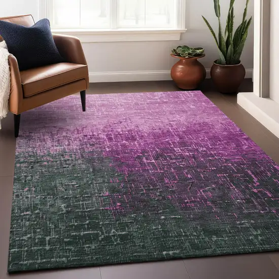 Blush And Dark Gray Ombre Washable Indoor Outdoor Area Rug Photo 7