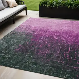 Photo of Blush And Dark Gray Ombre Washable Indoor Outdoor Area Rug