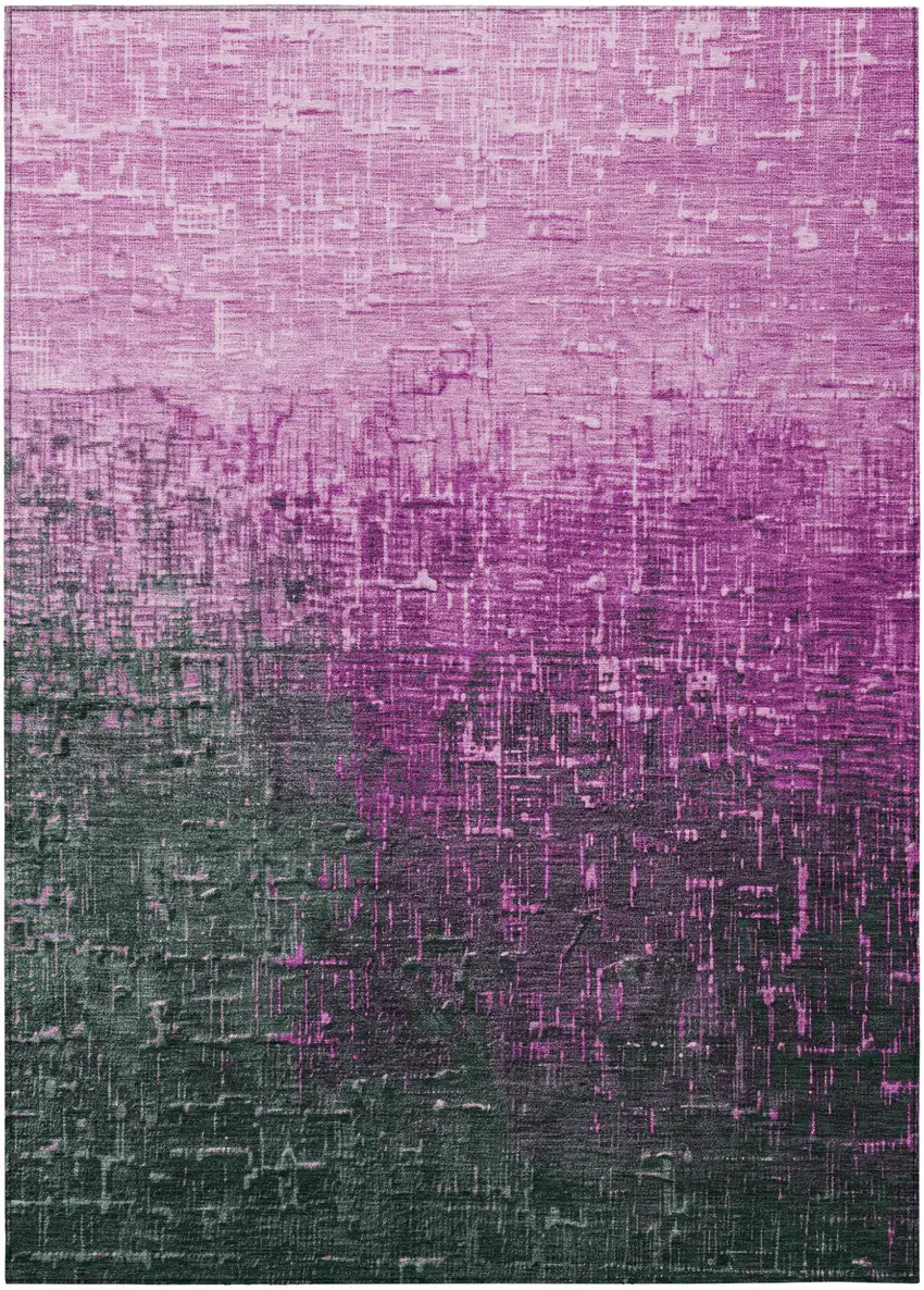 Blush And Dark Gray Ombre Washable Indoor Outdoor Area Rug Photo 2