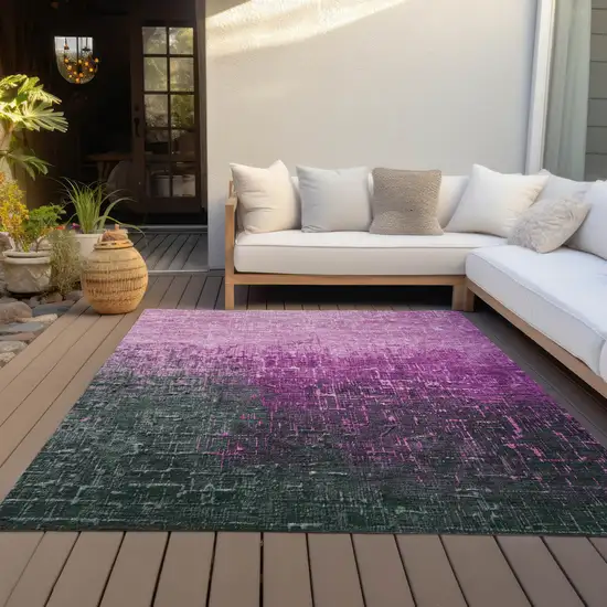 Blush And Dark Gray Ombre Washable Indoor Outdoor Area Rug Photo 9