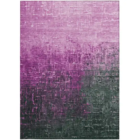 Blush And Dark Gray Ombre Washable Indoor Outdoor Area Rug Photo 4