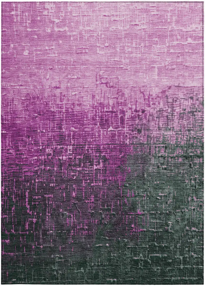 Blush And Dark Gray Ombre Washable Indoor Outdoor Area Rug Photo 4