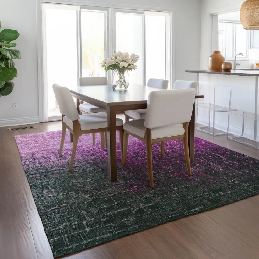 Blush And Dark Gray Ombre Washable Indoor Outdoor Area Rug Photo 7