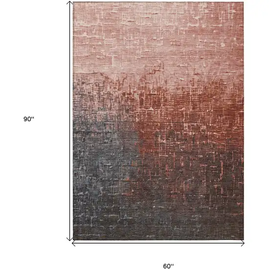 Blush And Dark Gray Ombre Washable Indoor Outdoor Area Rug Photo 7