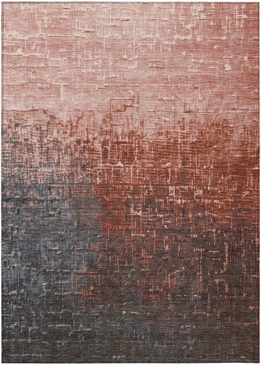 Blush And Dark Gray Ombre Washable Indoor Outdoor Area Rug Photo 2
