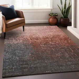 Photo of Blush And Dark Gray Ombre Washable Indoor Outdoor Area Rug