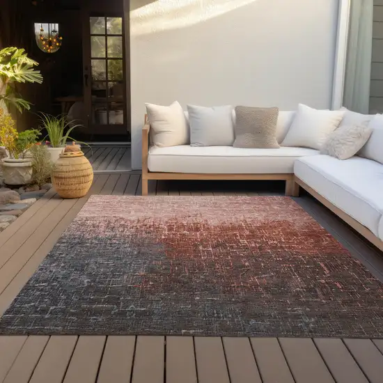 Blush And Dark Gray Ombre Washable Indoor Outdoor Area Rug Photo 8