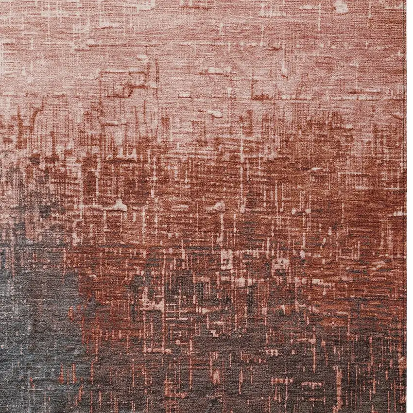 Blush And Dark Gray Ombre Washable Indoor Outdoor Area Rug Photo 6