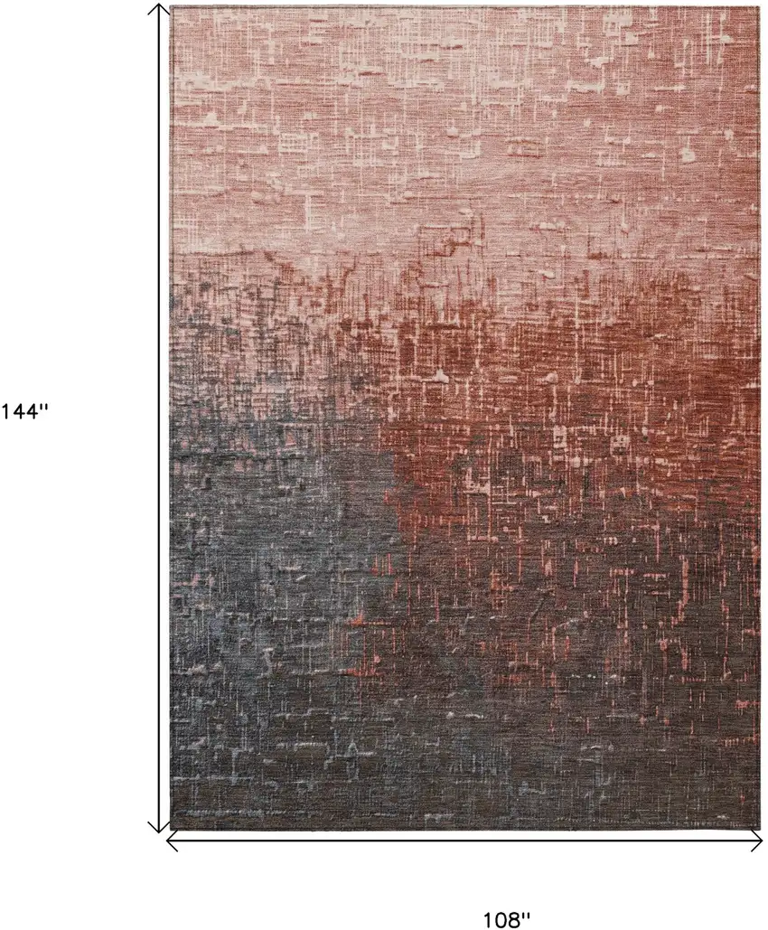 Blush And Dark Gray Ombre Washable Indoor Outdoor Area Rug Photo 3