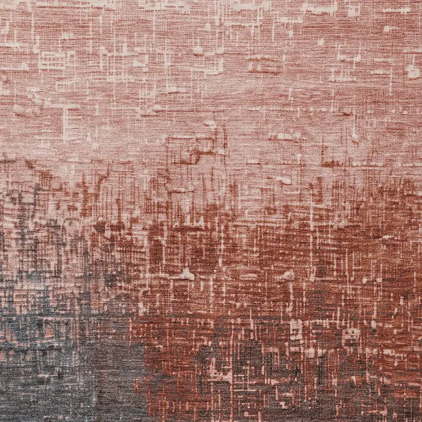 Blush And Dark Gray Ombre Washable Indoor Outdoor Area Rug Photo 8