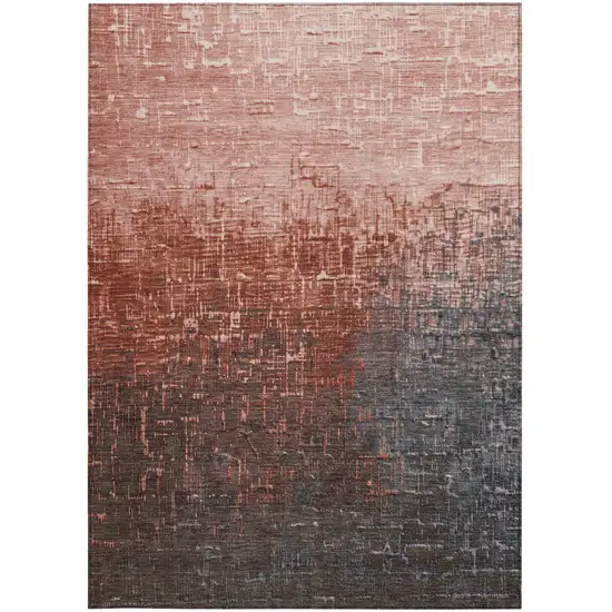 Blush And Dark Gray Ombre Washable Indoor Outdoor Area Rug Photo 3