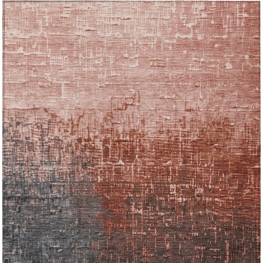 Blush And Dark Gray Ombre Washable Indoor Outdoor Area Rug Photo 3