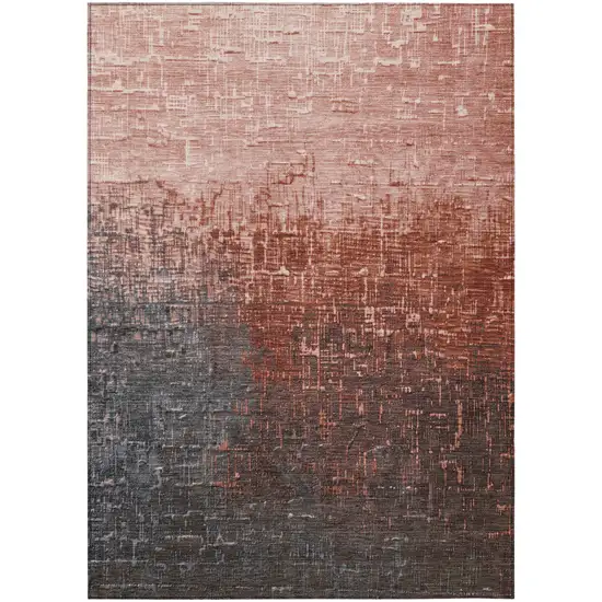 Blush And Dark Gray Ombre Washable Indoor Outdoor Area Rug Photo 2