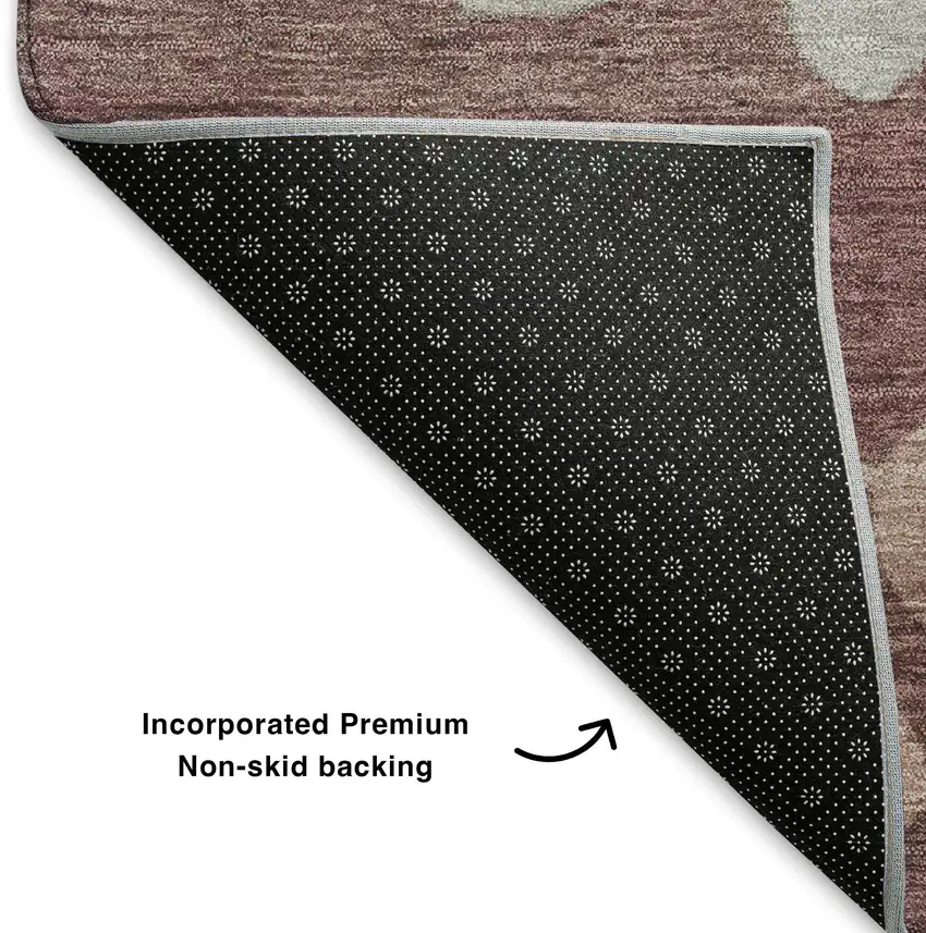 Blush And Emerald Floral Washable Area Rug With UV Protection Photo 6