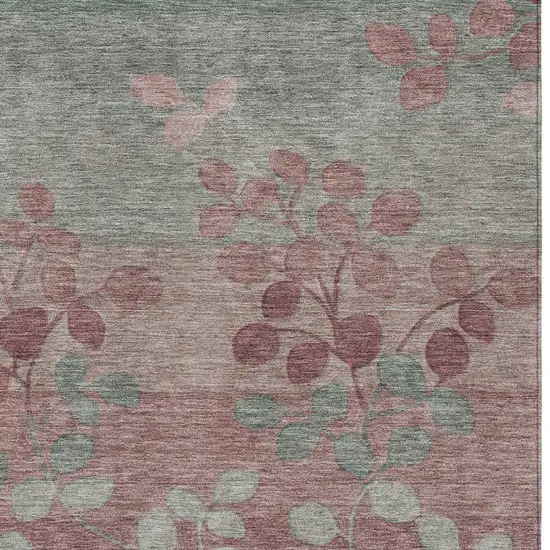 Blush And Emerald Floral Washable Indoor Outdoor Area Rug Photo 9