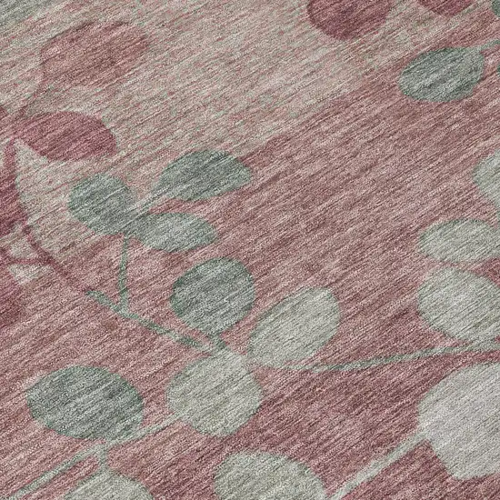 Blush And Emerald Floral Washable Indoor Outdoor Area Rug Photo 9